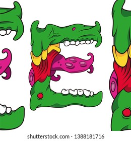 Scary Letter E. Scary Monster Alphabet with Tentacles and Zombies