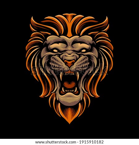 scary lion head vector illustration