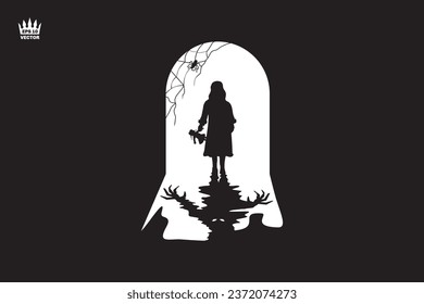 Scary Little Girl silhouette vector