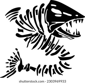 Scary Look Fish Skeleton Clipart - (Editable) Vector Illustration