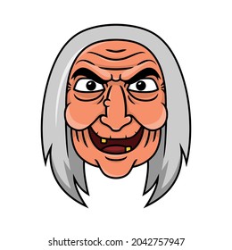 Caricatura con aspecto asustado Cara de bruja antigua, ilustración de pinturas de vectores con gradientes simples