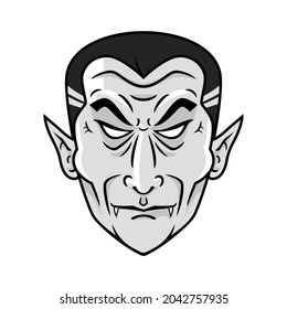 Schrecklich Blick Cartoon Vampire Gesicht, Vampire Gesicht. Vektorclip-Kunstillustration mit einfachen Farbverläufen