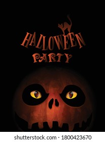 Scary Looking Face for Halloween Modern Background. Minimalist Creative Design Concept.