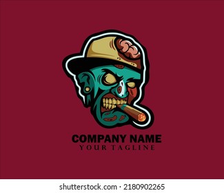 scary looking zombie head illustration