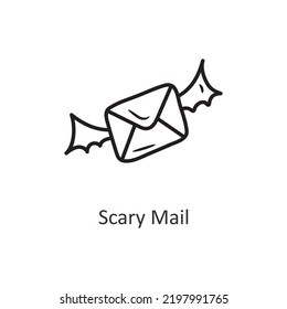 Scary Mail vector outline Icon Design illustration. Halloween Symbol on White background EPS 10 File