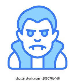 scary man vector blue outline icon.