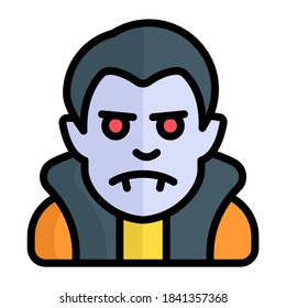 scary man vector color line icon