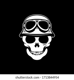 scary masculine skull with helmet perfect for motorcycle biker club vector illustration design