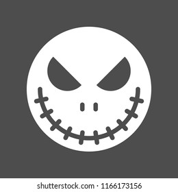 scary mask face, Halloween character set icon, flat design 