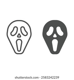 Scary mask line and solid icon, halloween concept. Vector graphics. Lonely man head sign on white background, outline style icon for mobile or web design