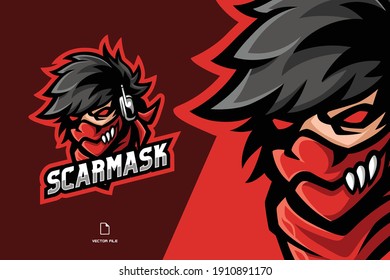 scary mask ninja mascot esport illustration character