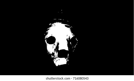 Scary mask on a black background. Vector art.