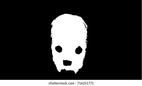 Scary mask on a black background. Vector art.