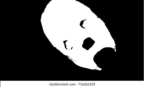 Scary mask on a black background. Vector art.