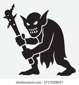 A scary monster with a demonic appearance black and white of zombie monster with white background