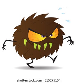 Scary monster with green teeth walking