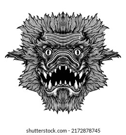 Scary Monster, Hand Drawn Illustration, Isolated Vector