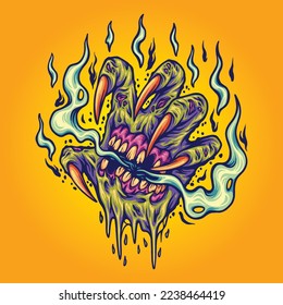 Scary monster hand smoke illustration vector illustrations for your work logo, merchandise t-shirt, stickers and label designs, poster, greeting cards advertising business company or brands