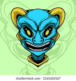 SCARY MONSTER HEAD VECTOR ILLUSTRATION