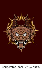 Scary monster head vector illustration