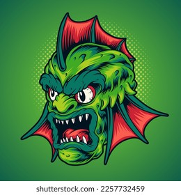 Scary monster head vector illustration