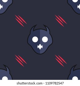 Scary Monster with Scars Seamless Pattern Vector