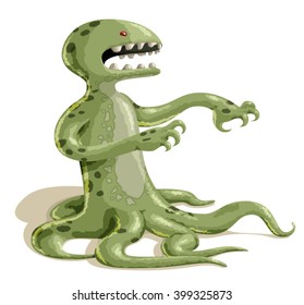 Scary monster with tentacles
