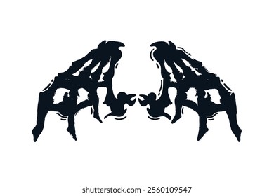 Scary monster wings, silhouette hand drawn vector illustration