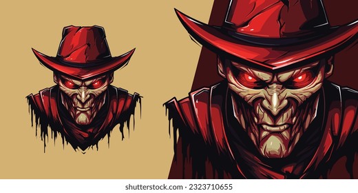 Scary Monster Zombie Krueger Face: Illustration Vector Graphic for Sport and E-Sport Teams Logo Mascot