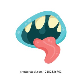 Scary monsters mouth. Stickers for social networks. Halloween and scary traditional holiday. Horror and fear. Toy or mascot, graphic element for printing on clothes. Cartoon flat vector illustration