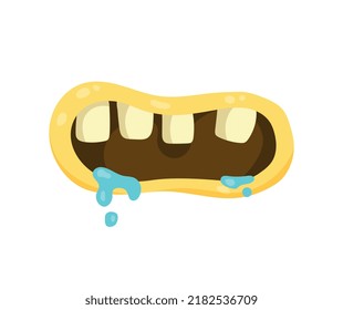 Scary monsters mouth. Stickers for social networks. Fantasy and imagination, traditional scary autumn holiday. Halloween and fictional characters, horror and fear. Cartoon flat vector illustration
