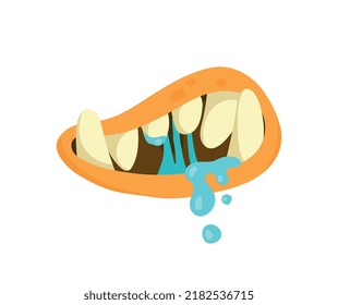 Scary monsters mouth. Stickers for social networks. Graphic elements for website and printing on clothes. Scary fictional character for Halloween, troll or orc. Cartoon flat vector illustration