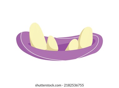 Scary monsters mouth. Stickers for social networks. Lips of troll, orc or demon. Fictional characters for Halloween. Horror, fear and panic in autumn holidays. Cartoon flat vector illustration