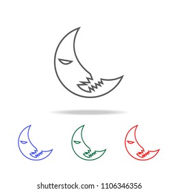Scary moon icon. Elements of Halloween in multi colored icons. Premium quality graphic design icon. Simple icon for websites, web design, mobile app, info graphics on white background