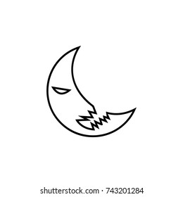 Scary moon icon on white background