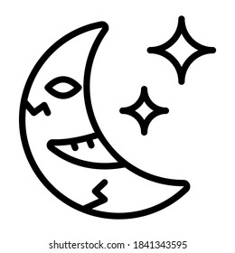 icono de la línea de vector de luna de miedo