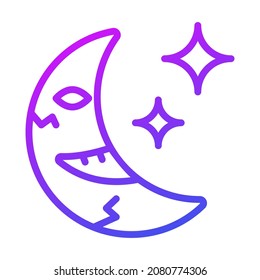 scary moon vector outline icon.