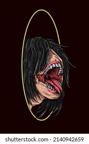 Scary mouth monster vector illustration