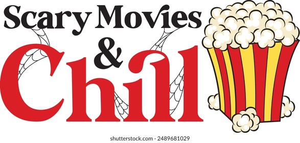 Scary movies and chill Halloween-themed text art vector illustration