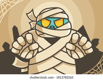 scary mummy cartoon character illustration