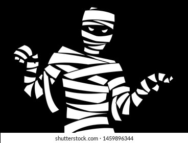 Scary mummy figure. Illustration or background for holiday and party.