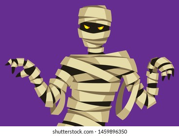 Scary mummy figure. Illustration or background for holiday and party.