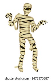 Scary mummy figure. Illustration or background for holiday and party.