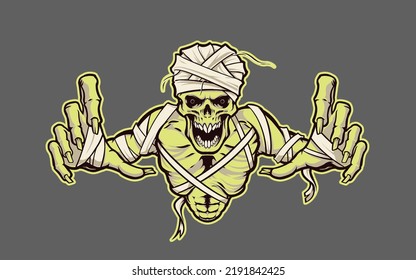 Scary mummy figure. Illustration or background for halloween holiday and party