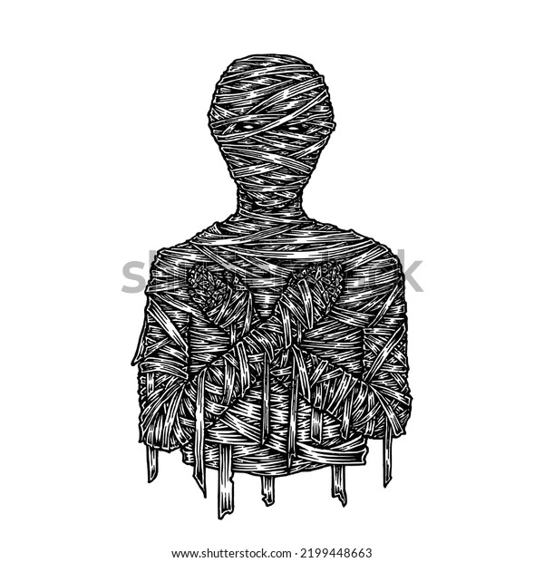 Scary Mummy Hand Drawn Halloween Illustration Stock Vector Royalty Free 2199448663 Shutterstock