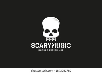 Scary Music Logo. Horror Skull Logo Design Template