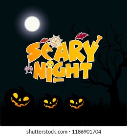 Scary night design with typography vector