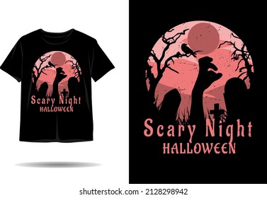 Scary night halloween silhouette t shirt design