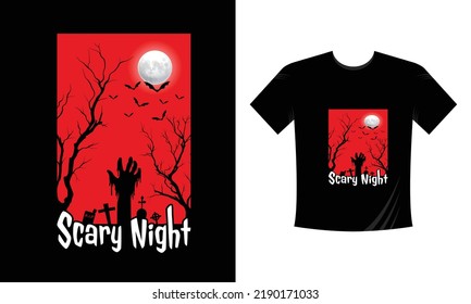 scary night Halloween t shirt vector svg designs