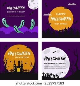 scary night halloween template set